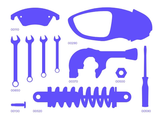 Autoteile-Silhouetten als grafisches Element im neuen Design
