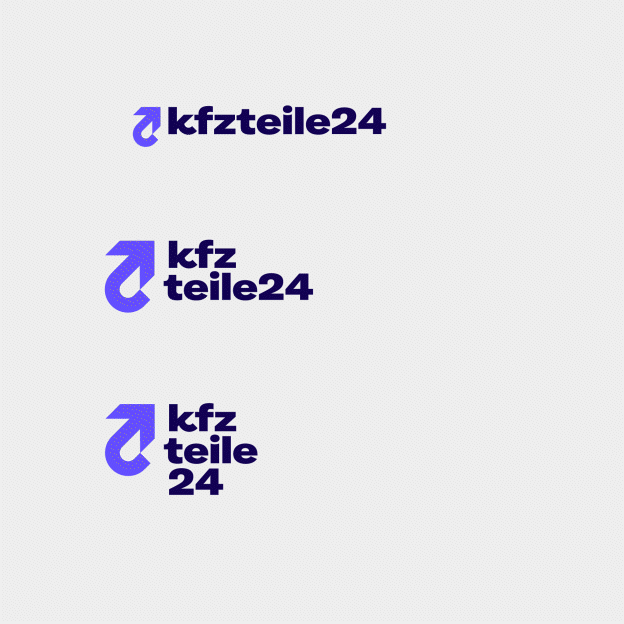 Animiertes Logo von kfzteile24 mit flexiblem Layout und dynamischem Pfeil