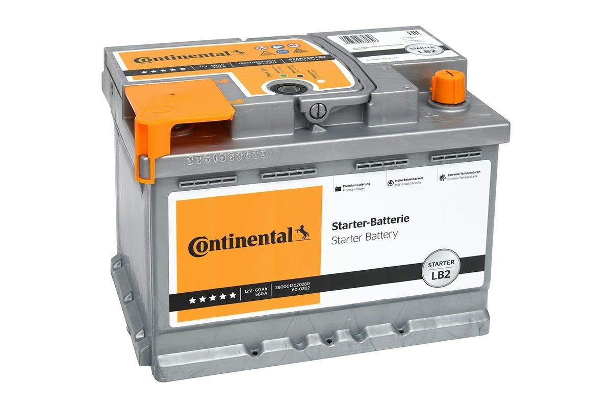 Continental Starterbatterie 60Ah 580A Blei-Kalzium-Batterie
