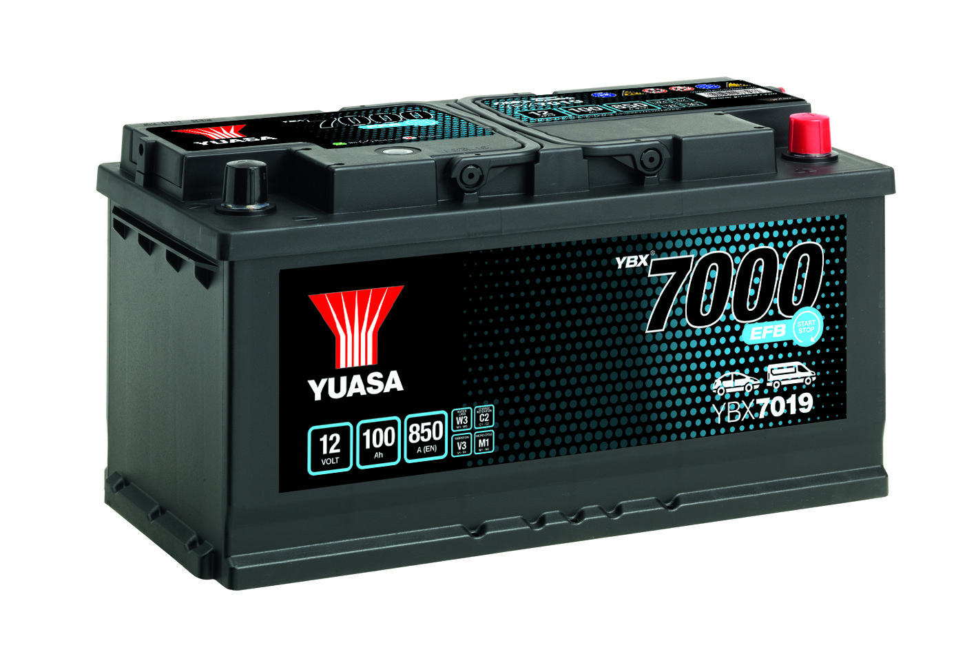 Yuasa YBX7019 EFB Starterbatterie 12V 100Ah 850A