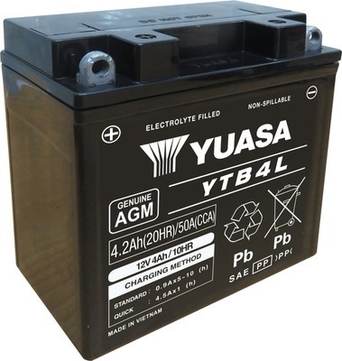 YUASA YTB4L AGM-Motorradbatterie 12V 4Ah